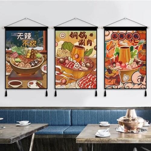 Abstract Food Canvas Hanging Painting Chinese Hot Pot Poster and Print Wall Art Pictures for Dining Room Restaurant Decor