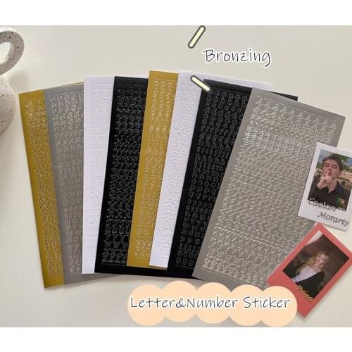 SKYSONIC Bronzing Gold Silver Letter Number Decorative Sticker DIY Idol Card Album Scrapbooking Diary Sticker Korean Stationery