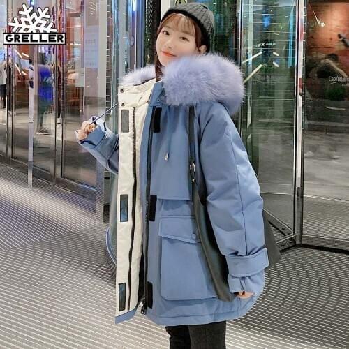 GRELLER Long Parkas 2020 New Autumn Military Winter Jackets Women Coats Thick Warm Big Fur Hooded Winter Coat Jacket Women