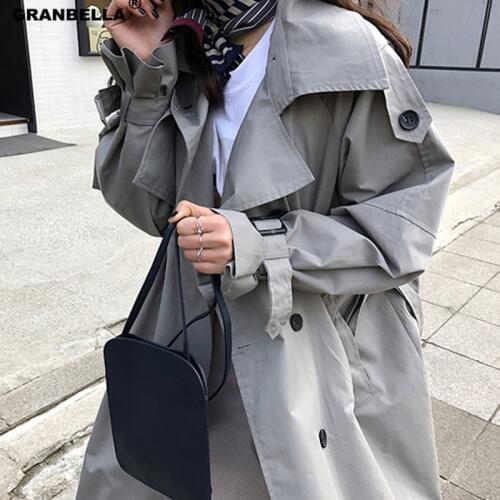 Russian Design Double Breasted Womens Trench Coats Double Breasted Windbreaker With Belts Plus Size Autumn Wild Outwear