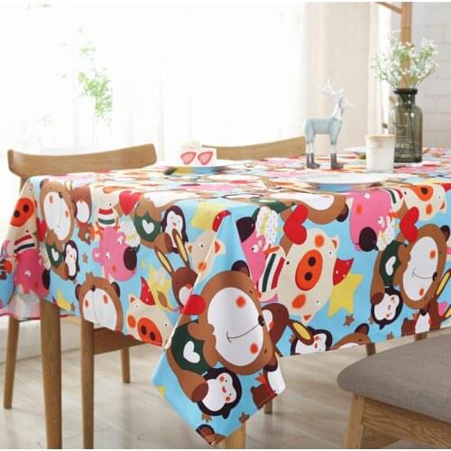 Cartoon Series Cotton Tablecloth Animal Kingdom Children Birthday Xmas Party Decor Cover
