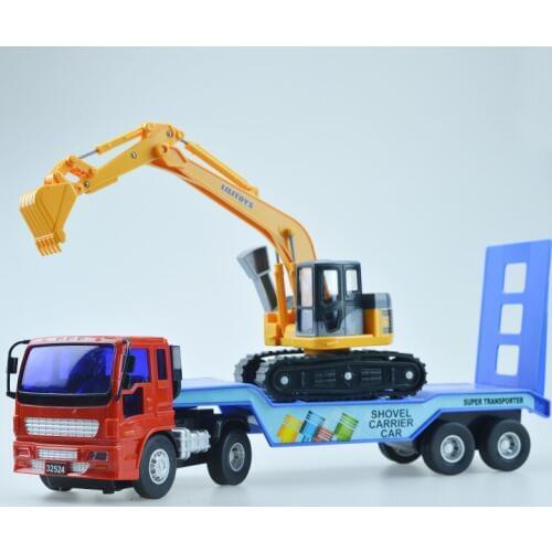 Simulation trailer excavator cars Model Combination series Alloy Plastic Transport Inertial engineering vehicles Toys