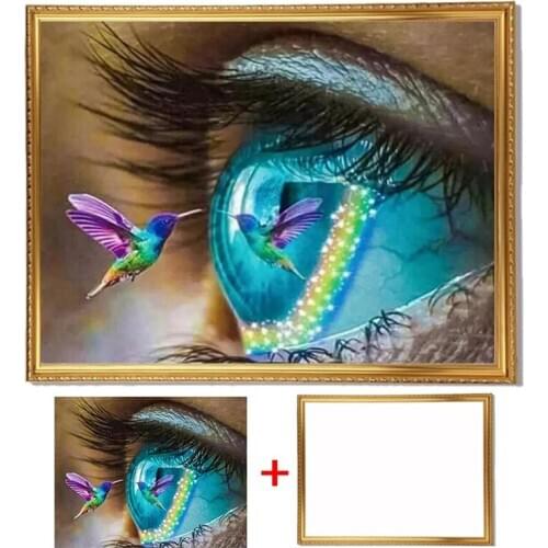 Framed Full Round Diamond Painting Bird Eye Diamond Embroidery Sale 5D DIY Mosaic Wall Art