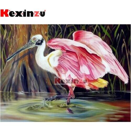 Kexinzu 5D DIY Full Square/Round Drill Diamond Painting "Fishing bird" Embroidery Mosaic Cross Stitch Stickers Decor Gift X44