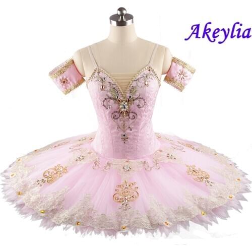 Girls Pink Classical Ballet Tutu YAGP Professional Jacquard fabric Platter pancake Tutu ballet custom for Sugar Plum Fairy Child