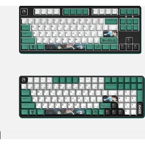 Anime Demon Slayer New Design Green Tanjirou Keycap For Cherry Mx Switch Mechanical Keyboard 140keys Cherry Profile PBT Keycaps