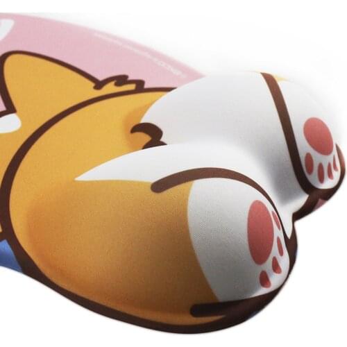 3D Mouse Pad Corgi Mouse Mat Non Slip Silicone Anime Dog Mousepad with Wrist Rest for Office