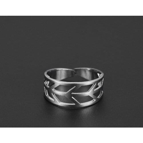 Fashion Simple Hollow Out Design Arrow Ring For Men Silver Color Adjustable Open Rings Jewelry Accessories Gifts