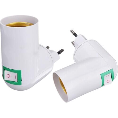 Fashion EU Plug Lamp Holder 360 Degrees Rotate E27 LED Light Socket Converter With ON/OFF Button Holder