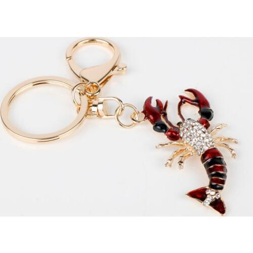MQCHUN Fashion Crystal Shrimp Keyring Crayfish Pendant Keychain Women Bag Charm Pendant Keyring Accessories Gift -15