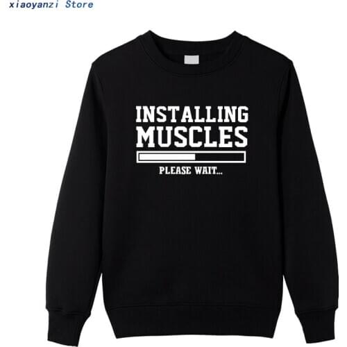 Mens 2020 sweatshirts printed INSTALLING MUSCLES funny unisex pullovers fashion brand clothing men homme fitness hoodies