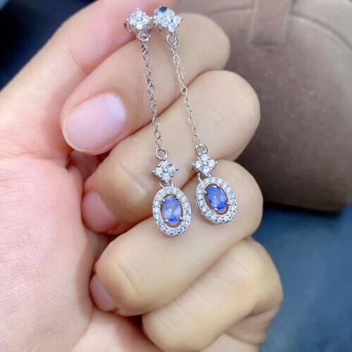 New Arrival Natural Real Tanzanite Earring Natural And Real 925 sterling silver Tanzanite Earring
