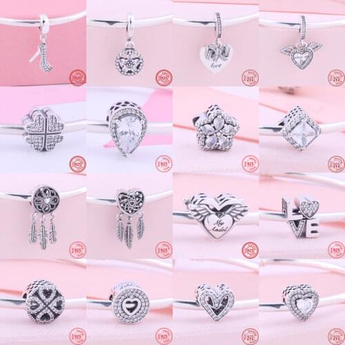 New White Zircon Boy Girl Dreamcatcher DIY Family Beads Fit Original Pandora Charms Silver 925 Bracelets For Women Jewelry Gifts