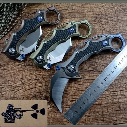 Jungle edge JR5221 Claw Knife S35VN Blade TC4 Titanium Handle Folding Karambit Knives for Outdoor Camping Hunting EDC Gift