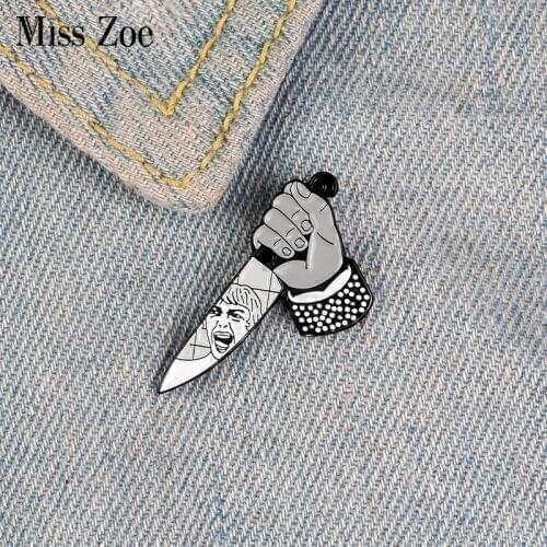 Dagger Knife Enamel Pin Custom Mad Killing Brooches for Shirt Lapel Backpack Punk Badge Dark Jewelry Gift for Friends