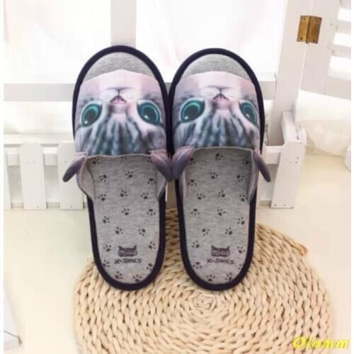In Autumn and Winter of 2021, Mens and Womens Cotton Slippers, Womens Warm Cotton Slippers At Home, Cute Cartoon Cat Slippers