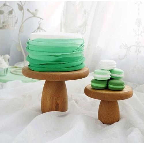 Round High Tray Small Mushroom Cake Rack Wedding Birthday Party Dessert Table Retro Wooden Frame Vintage Snack Plate Photo Props
