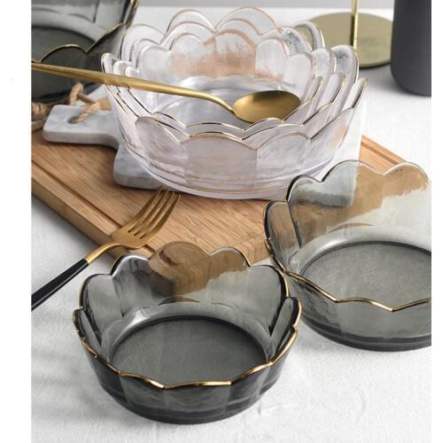 Nordic Vintage Golden Edge Dry Fruit Bowls Decorative Crystal Glass Salad Bowl Baby Snack Bowl миска fruteros de cocina miska