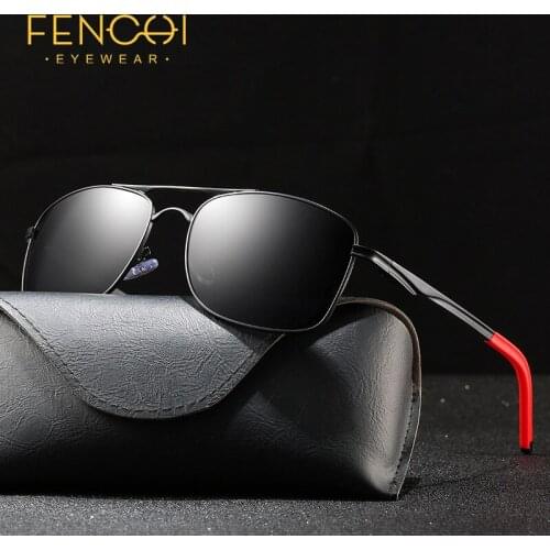 FENCHI Men Aluminum Polarized Sunglasses 2020 UV400 High Quality Retro Square Sun Glasses Male Driving Eyewear For Men/Women