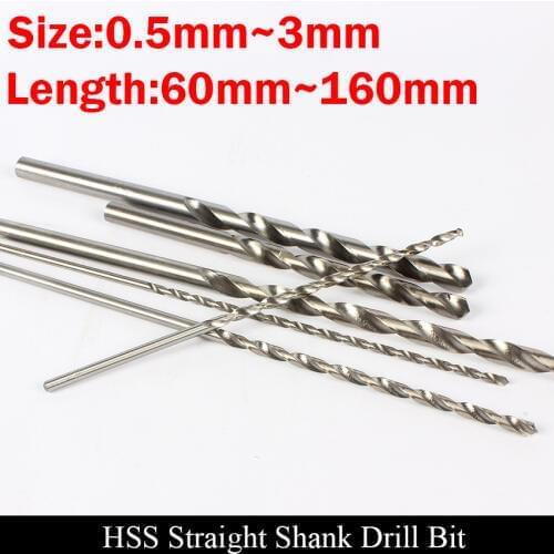 2mm 2.1mm 2.2mm 2.3mm 85mm 90mm 120mm Extra Long Plastic Metal Wood AL High Speed Steel HSS Straight Shank Twist Drill Bit