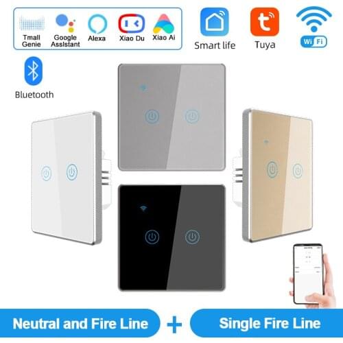 2Gang EU/UK Smart Wifi Bluetooth Touch Wall Light Switch Timer For Tuya APP Remote Control /Voice Works With Alexa Google Home