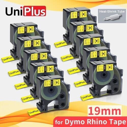 UniPlus 10X 19mm Heat Shrink Tube Label Tape Cable Wire Printer Ribbon 18058 Compatible Dymo Rhino Label Maker 6000 5200 5000