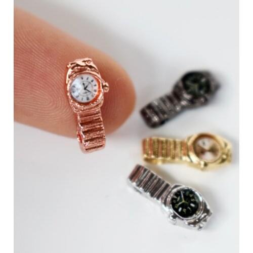 Umedolly 4pcs/lot 1:12 Scale Miniature Watch for Dollhouse Decor Mini Furniture Toy Accessories
