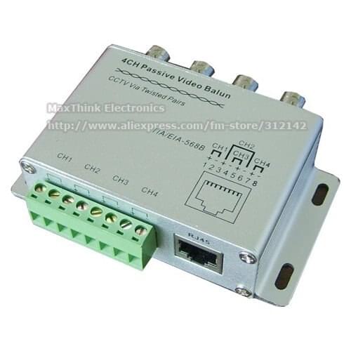 UTP 4CH Passive Video Balun CAT5 4 BNC CCTV Adapter,4CH UTP Video BNC Balun Connector Transceiver Adapter,1pcs,Free shipping