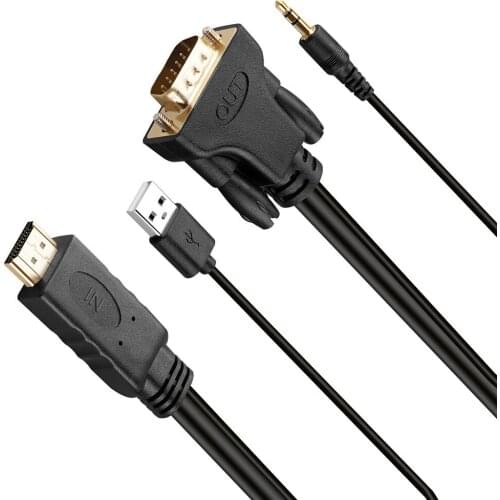 High Quality HDMI To VGA Adapter Male To Male Adapter HDMI Audio Video Converter Cable