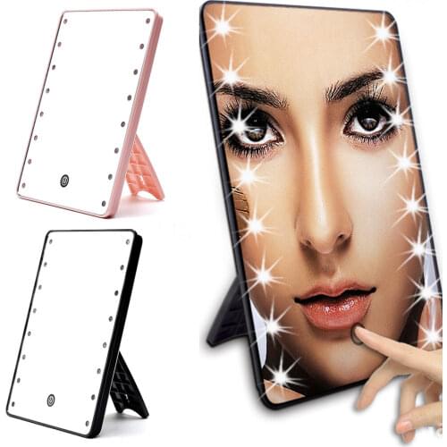 CSHOU167 Makeup Mirror with 8/16 LEDs Cosmetic Touch Screen Switch Vanity Backlit Makeup Mirror Table with Led Tabletop Bathroom