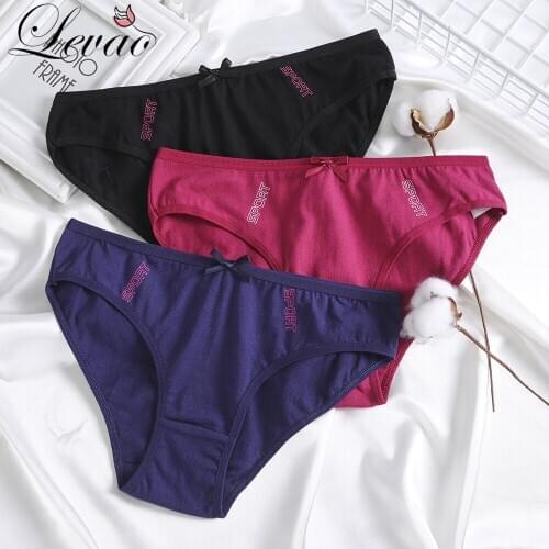 LEVAO Womens Cotton Panties Underpants Soft Girls Solid Color Briefs Panties Sexy Sport Fashion Lingerie Female Underwear