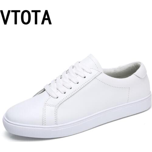 VTOTA Genuine Leather Sneakers Women White Shoes 2018 Spring Platform Shoes Zapatos Mujer Lace-Up Tenis Feminino Casual Flats F7