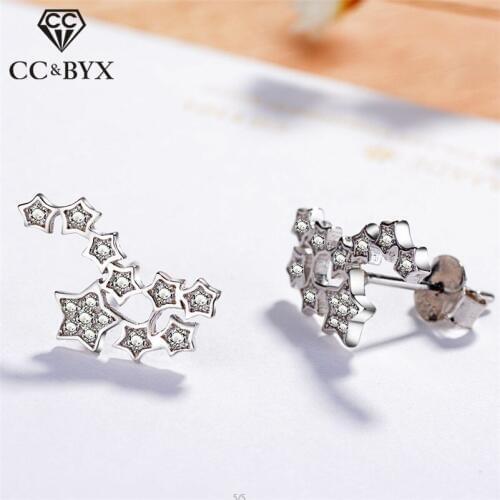 CC Ear Studs Earrings For Women S925 Sterling Silver Earring Lovely Cubic Zirconia Aretes Cute Jewelry CCE311