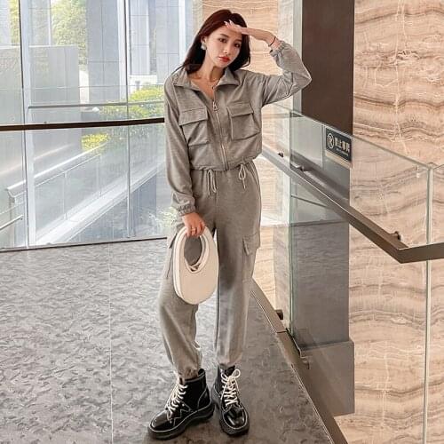 Solid Casual Tracksuit Women Sports 2 Pieces Set Sweatshirts Zipper Hoodies Pants Suit 2021 Autumn Sweatpants Trousers Outfits