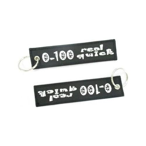 0-100 Real Quick High Quality Twill Fabric Embroidery Keychain Motorbike Key Tag
