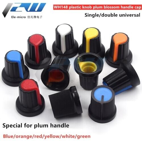 10pcs Button cap for WH148 potentiometer, 5 colors, copper core, 15x17mm, 6mm, Shaft hole, AG2, Yellow, Blue, Orange, white, red