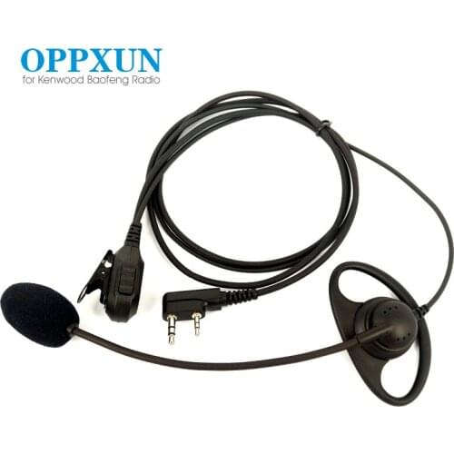 2 Pin D-Shape PTT Headset Earpiece Micphone Mic for Kenwood Baofeng UV-5R BF-888S H777 RT-5R TYT Walkie Talkie Two Way Radio