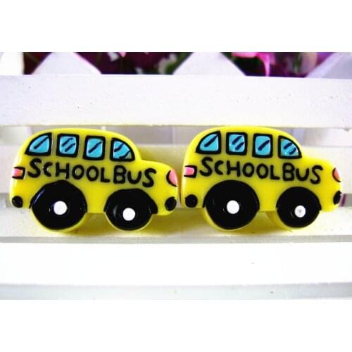 30pcs/lot DIY resin cabochons accessories flat back resin school bus