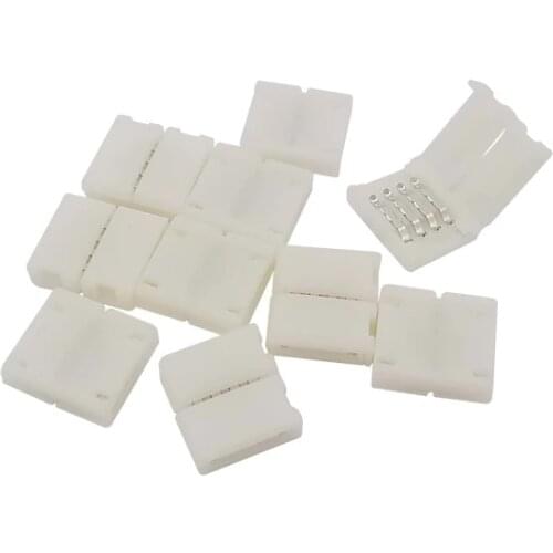 4pin 10mm LED Strip Connector RGB 5050 LED Light Strip Connectors RGB Single Color Solderless PCB Board Cable Wire Connection