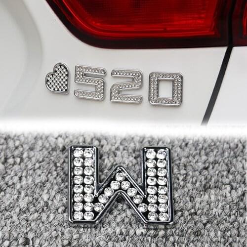 Car 3D Metal Bling Luxury Crystal Metal Badge Diamond Decals Auto Alphabet Letter Sticker Emblem Custom Decoration