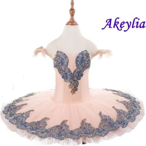 Performance tutus Ballet peach for child pink Ballet Pancake Tutu Costumes 7 layers of tulle gold blue pancake for girls 18081