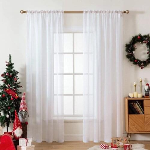 White Tulle Window Curtains for Living Room Solid Tulle Curtains for Bedroom Sheer Voile Drapes Curtains Window Screening