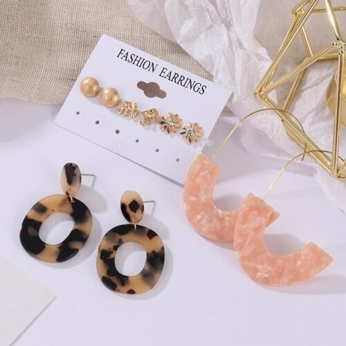 BLINLA 2021 Korea Vintage Acrylic Earrings For Women Big Dangle Drop Earring Bohemian Earrings Set Brincos Female Fashion Jewel