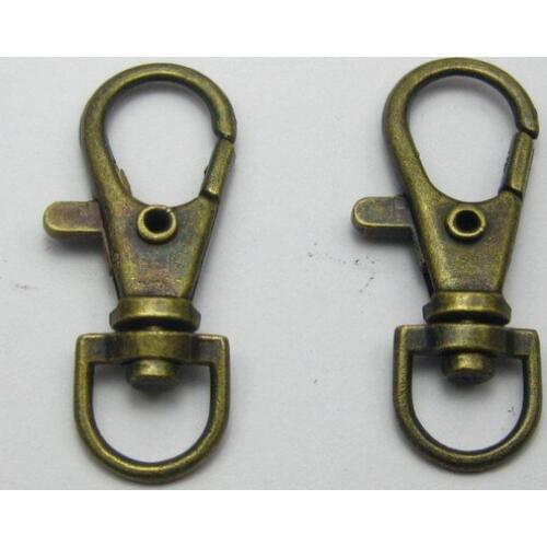 20 Bronze Lobster Swivel Clasps for Key Ring bag dangles 38mm