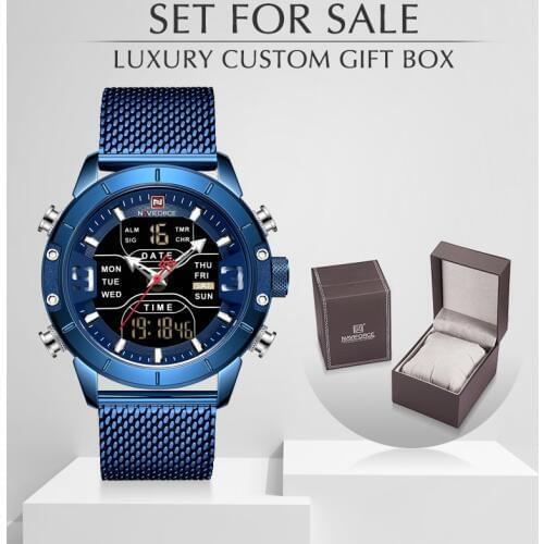 Men Watch NAVIFORCE Luxury Brand Quartz Military Sport Wrist Watches Mens Waterproof LED Digital Clock With Box Set For Sale