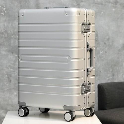 KLQDZMS 20’’24’’28 Inch Mens Travel Suitcases Aluminum Trolley Womens Personalized Spinner Rolling Luggage High Quality Box