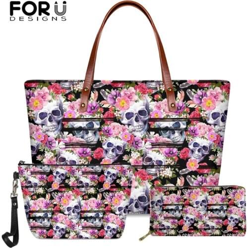 FORUDESIGNS Gothic Purses and Handbags 3Set 2021 Fashion Casual Hand Bags for Women Luxury Party Shoulder Bags Purse Makeup Sac