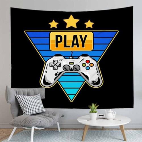 Gamer Printing Wall Tapestry Explosion Models Game Console Handle Neon Light Throw Cloth Window Decoration