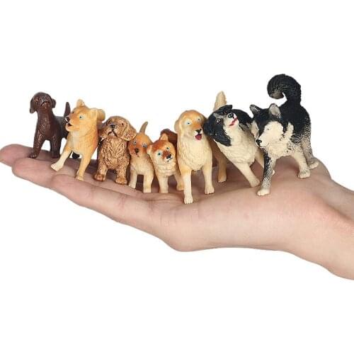 Simulation Mini Dog Toy Model Static Golden Retriever Shiba Inu Husky Set