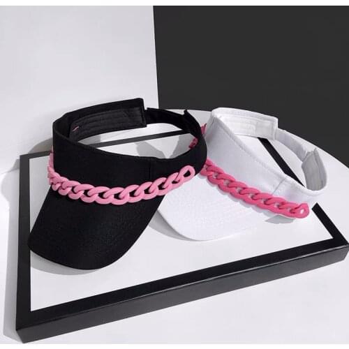 Spring Summer Sports Sun Cap Women Men Chain Empty Top Adjustable Visor UV Protection Tennis Golf Running Sunscreen Hats Hip Hop